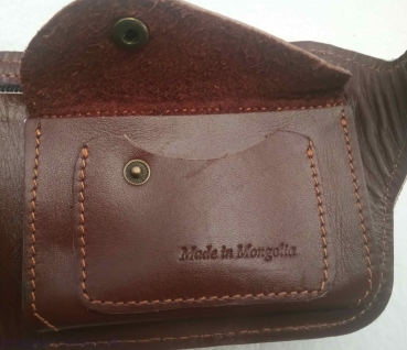 Brieftasche echtes Leder in braun      praktisch, stilbewusst und langlebig   Motiv: Ulziihee (endloser Knoten)